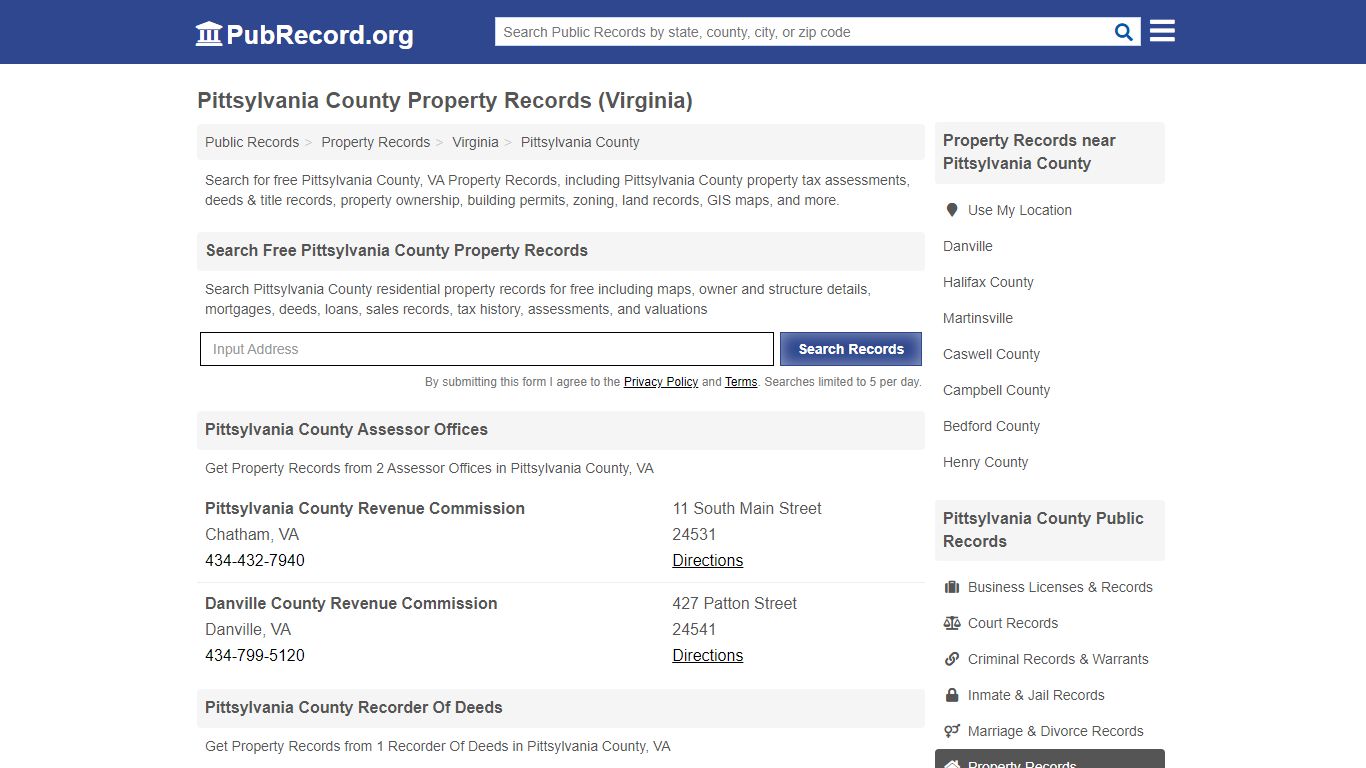 Free Pittsylvania County Property Records (Virginia ...