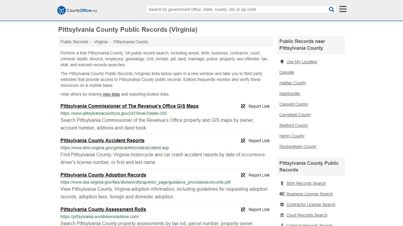 Public Records - Pittsylvania County, VA (Business ...
